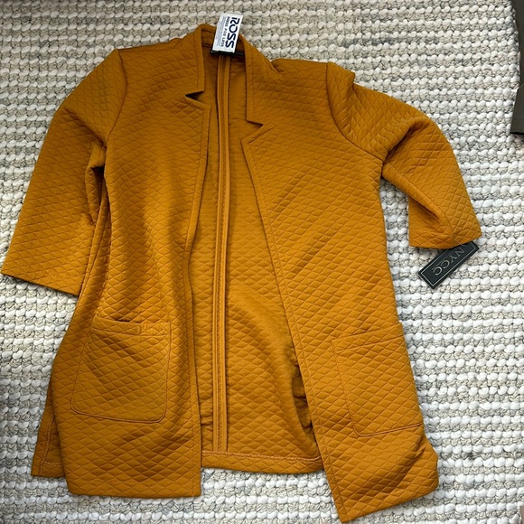 NYCC Womens Open Front Quilted Jacket Size Large Petite Mustard Yellow NWT - Picture 2 of 5